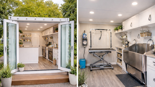 shipping container grooming salon