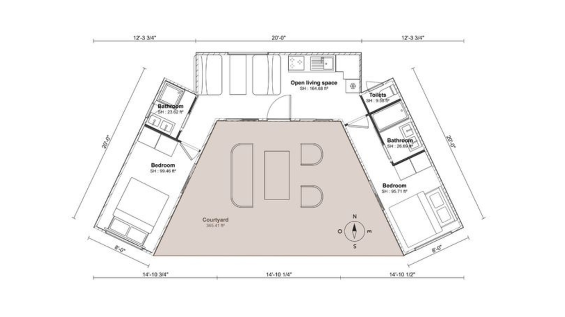 shipping container home plan from Cadre