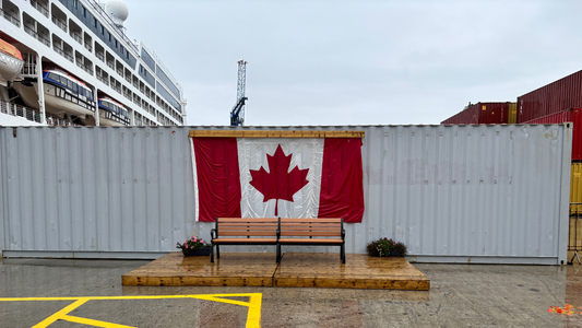 shipping container with Canadian flag